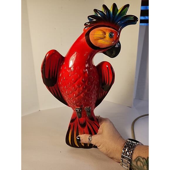 Vtg Talavera Parrot Colorful Ceramic Bird Figurine Hanging Perch Mexico - Picture 15 of 15